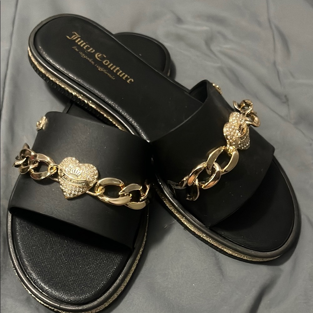 Juicy Couture Black and Gold Women's Slides